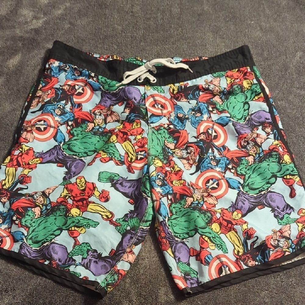 Marvel Comics Hero Swim Trunk Board Shorts Captain America Hulk Iron Man Thor XL